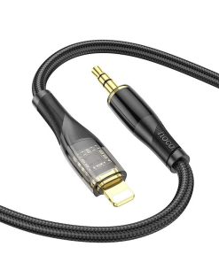 Alternative view of Cable Auxiliar a Lightning Hoco Upa25 Transparent Discovery Negro