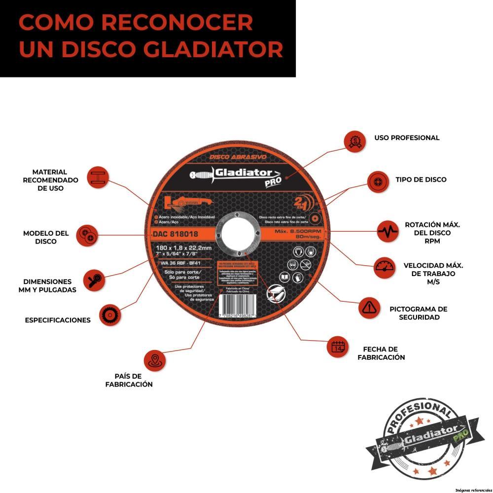 DISCO CORTE 7′ x 1.8mm METAL/INOX DAC 818018 - Imagen 5