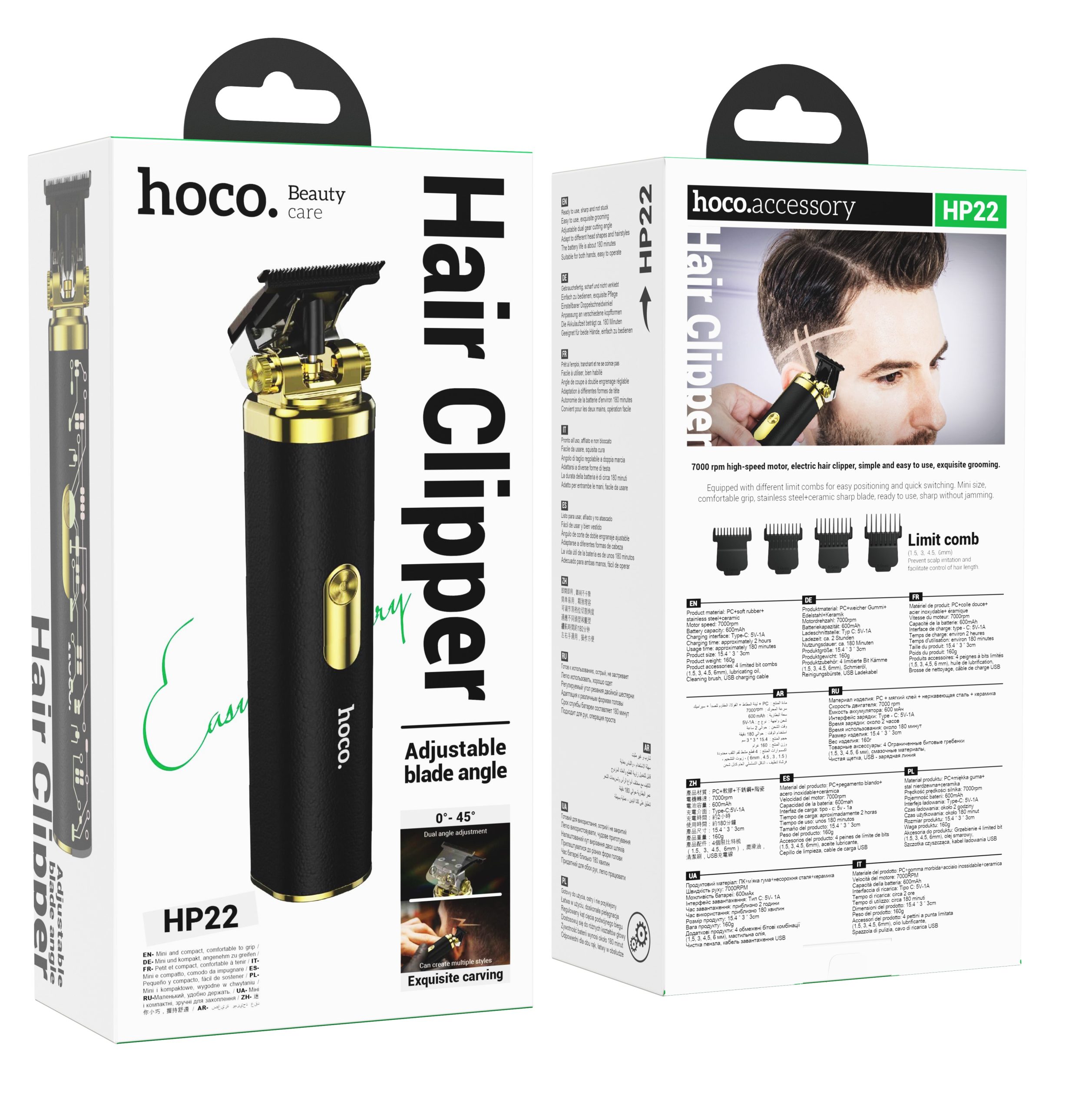 Cortadora De Pelo Inalambrica Hoco Hp22 Negro - Imagen 4